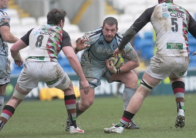 05.02.12 Cardiff Blues v Harlequins - LV=Cup -.Blues' John Yapp takes on Harlequins' Tom Guest.