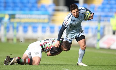 05.02.12 - Cardiff Blues v Harlequins, LV= Cup -.Blues Gavin Henson is tackled by Harlequins Seb Stegmann .