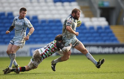 05.02.12 - Cardiff Blues v Harlequins, LV= Cup -.Blues Scott Andrews is tackled by Harlequins Tom Casson .