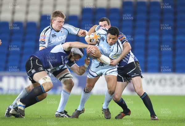 07.11.12 Cardiff Blues v Leinster... Blues' Casey Laulala takes on Leinster's Devin Toner. 