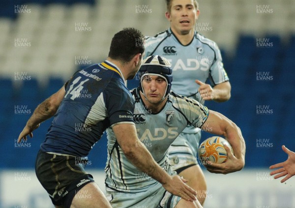 07.01.12 Cardiff Blues v Leinster - RaboDirect PRO 12 - Blues' Sam Warburton takes on Leinster's Dave Kearney  