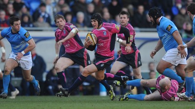 07.03.10 - Cardiff Blues v Leinster - Magners League - Tom James of Cardiff Blues breaks. 