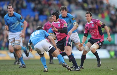 07.03.10 - Cardiff Blues v Leinster - Magners League - Tom James of Cardiff Blues is tackled by Girvan Dempsey of Leinster. 