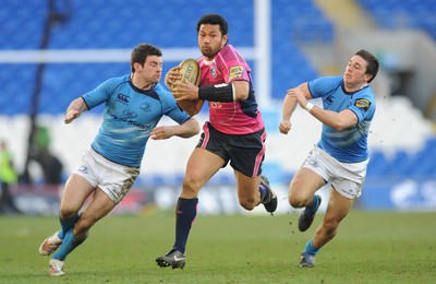 07.03.10 - Cardiff Blues v Leinster - Magners League - Casey Laulala of Cardiff Blues splits the Leinster defence. 