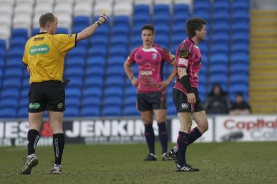 07.03.10 Cardiff Blues v Leinster - Magners League - Blues' Ceri Sweeney is sin-binned for an alleged spear tackle. 