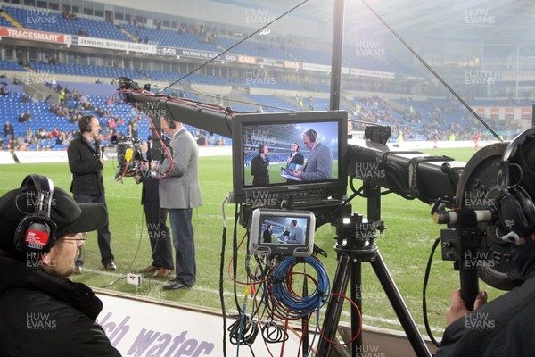 25.03.11 Cardiff Blues v Munster... BBC Wales sport at the game...l-r Gareth Lewis, Rhys Williams and Mike Hall. 