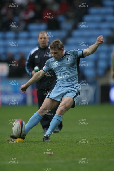 28.03.09...Cardiff Blues v Northampton... Blues Ben Blair kicks a goal. 