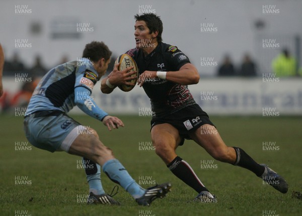 31.12.08  Cardiff Blues v Ospreys... Ospreys James Hook takes on Nicky Robinson. 