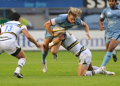 29.08.08 - cardiff Blues v Northampton Saints Blues' Jamie Robinson tries to get through 