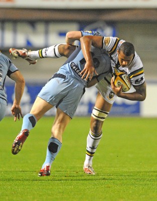 29.08.08 - cardiff Blues v Northampton Saints Northampton's Courtney Lawes is brought down 