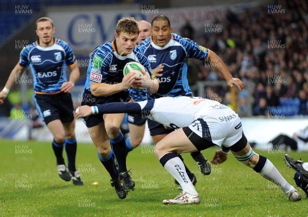 15.01.10 - Heineken Cup Rugby, Group 5, Cardiff Blues v Sale Sharks Cardiff Blues' Ben Blair  tries to get through 