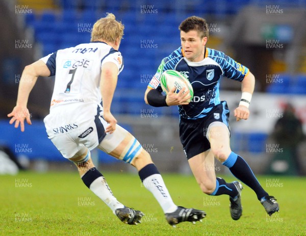 15.01.10 - Heineken Cup Rugby, Group 5, Cardiff Blues v Sale Sharks Cardiff Blues' Ceri Sweeney tries to get past Sale Sharks' David Seymour 