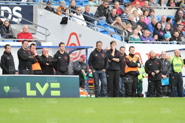 23.10.11 - Cardiff Blues v Scarlets - LV= Cup The Scarlets coaching team watch on from the dug out 