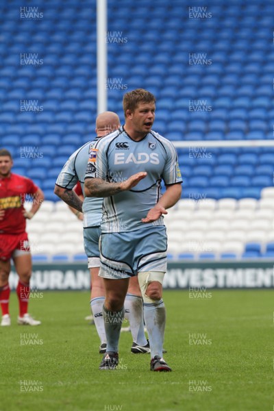 23.10.11 - Cardiff Blues v Scarlets - LV= Cup Blues' Ryan Tyrell encourages his team mates 