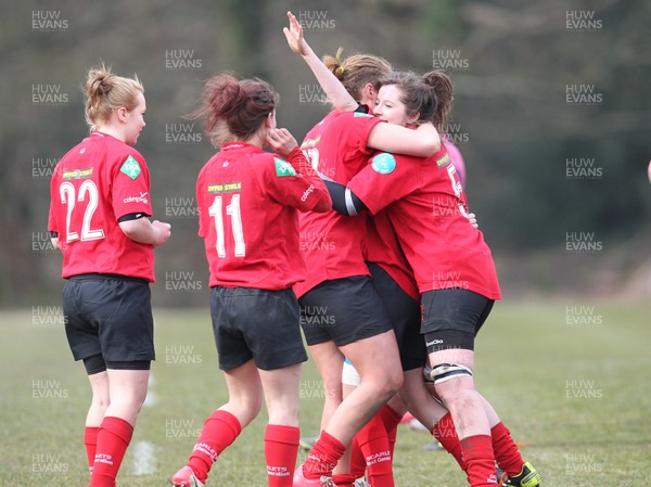 070413 - Blues u18 Women v Scarlets u18 Women, Cross Keys - Scarlets celebrate after beating the Blues to win the regional championship  