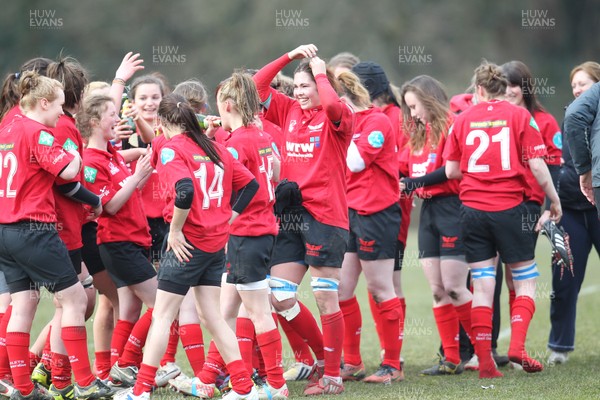 070413 - Blues u18 Women v Scarlets u18 Women, Cross Keys - Scarlets celebrate after beating the Blues to win the regional championship  