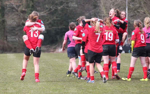 070413 - Blues u18 Women v Scarlets u18 Women, Cross Keys - Scarlets celebrate after beating the Blues to win the regional championship  