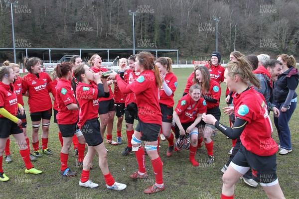 070413 - Blues u18 Women v Scarlets u18 Women, Cross Keys - Scarlets celebrate after beating the Blues to win the regional championship  