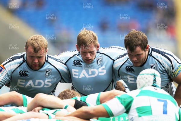 11.09.11 Cardiff Blues v Treviso... l-r  Scott Andrews, T Rhys Thomas and Sam Hobbs... 