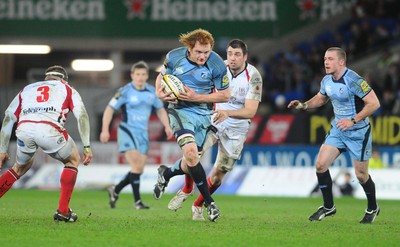 26.03.10 - Magners League Rugby, Cardiff Blues v Ulster Rugby Blues' Paul Tito breaks 