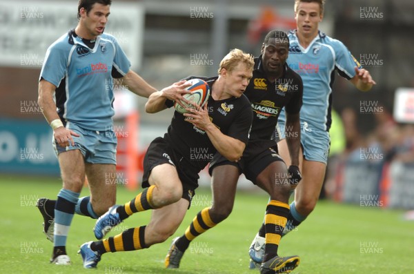 300906  Cardiff Blues v Wasps  Wasps Josh Lewsey struggles to find a way through  