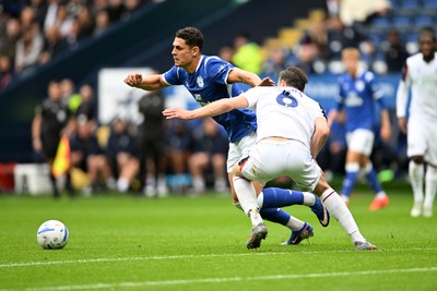120926 - Bolton Wanderers v Cardiff City - Sky Bet Championship - Yousef Salech of Cardiff City is challenged by Ben Davies of Bolton