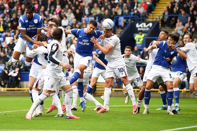 120926 - Bolton Wanderers v Cardiff City - Sky Bet Championship - Yousef Salech of Cardiff City heads on goal