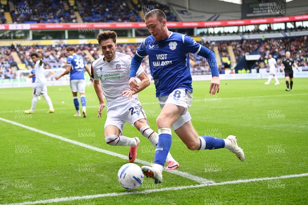 120926 - Bolton Wanderers v Cardiff City - Sky Bet Championship - Jack Moylan of Cardiff City is challenged by Max Conway of Bolton