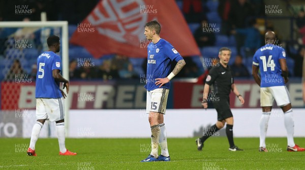 231217 - Bolton Wanderers v Cardiff City - SkyBet Championship - Cardiff look dejected after Bolton penalty