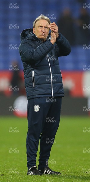 231217 - Bolton Wanderers v Cardiff City - SkyBet Championship - Manager Neil Warnock of Cardiff applauds the fans at the end of the match