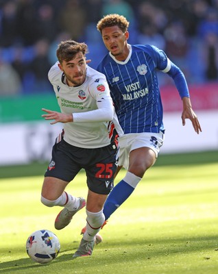 251025 - Bolton Wanderers v Cardiff City - Sky Bet League 1 - Omari Kellyman of Cardiff and Max Conway of Bolton