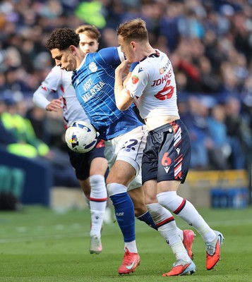 251025 - Bolton Wanderers v Cardiff City - Sky Bet League 1 - Yousef Saleh of Cardiff and George Johnston of Bolton