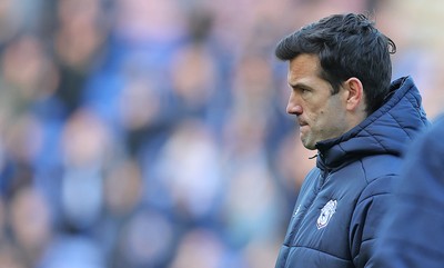 251025 - Bolton Wanderers v Cardiff City - Sky Bet League 1 - Defeated Manager Brian Barry-Murphy of Cardiff at the end of the match