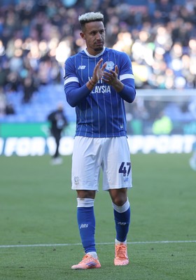 251025 - Bolton Wanderers v Cardiff City - Sky Bet League 1 - Callum Robinson of Cardiff applauds the travelling crowd at the end of the match