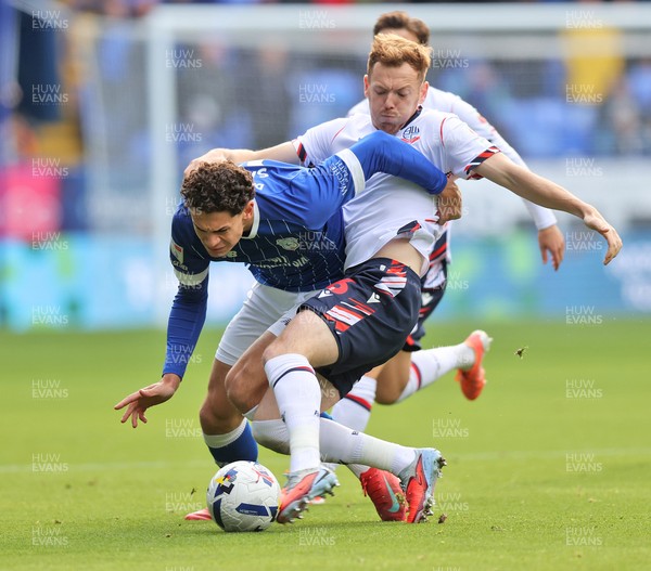 251025 - Bolton Wanderers v Cardiff City - Sky Bet League 1 - Yousef Saleh of Cardiff and George Johnston of Bolton