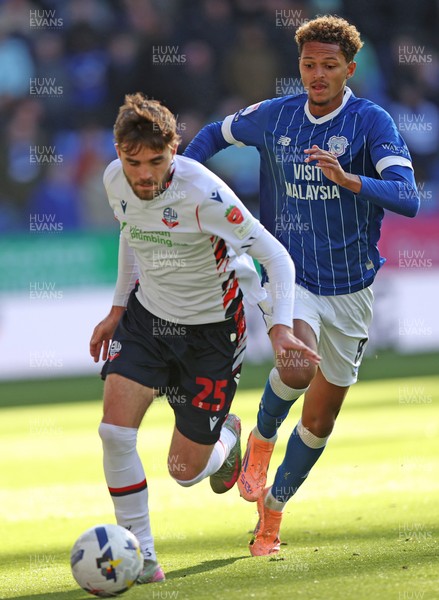251025 - Bolton Wanderers v Cardiff City - Sky Bet League 1 - Omari Kellyman of Cardiff and Max Conway of Bolton