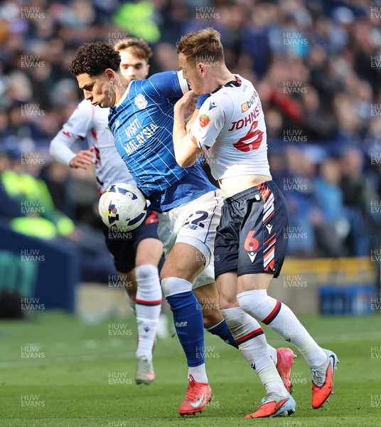 251025 - Bolton Wanderers v Cardiff City - Sky Bet League 1 - Yousef Saleh of Cardiff and George Johnston of Bolton