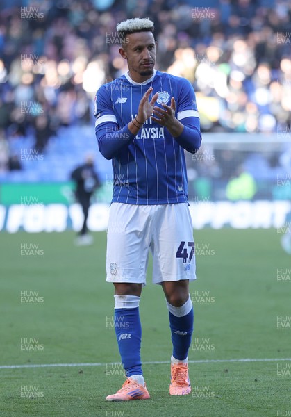 251025 - Bolton Wanderers v Cardiff City - Sky Bet League 1 - Callum Robinson of Cardiff applauds the travelling crowd at the end of the match