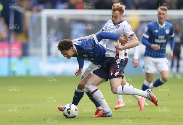 251025 - Bolton Wanderers v Cardiff City - Sky Bet League 1 - Yousef Saleh of Cardiff and George Johnston of Bolton
