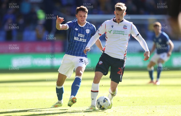 251025 - Bolton Wanderers v Cardiff City - Sky Bet League 1 - Perry Ng of Cardiff and Marcus Forss of Bolton