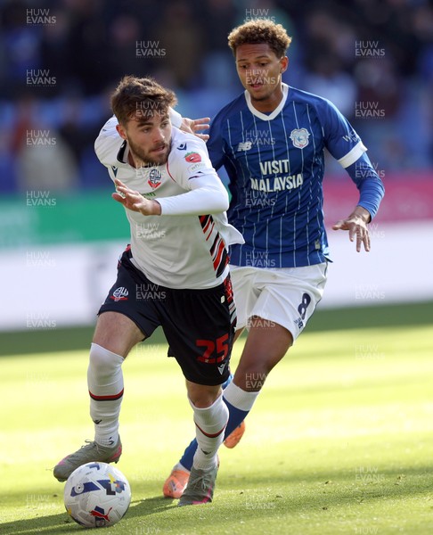 251025 - Bolton Wanderers v Cardiff City - Sky Bet League 1 - Omari Kellyman of Cardiff and Max Conway of Bolton