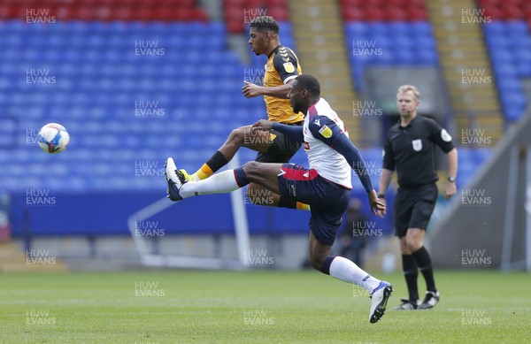260920 - Bolton Wanderers v Newport County - Sky Bet League 2 - Tristan Abrahams of Newport County and George Taft of Bolton Wanderers