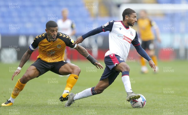 260920 - Bolton Wanderers v Newport County - Sky Bet League 2 - Joss Labadie of Newport County chases Brandon Comley of Bolton Wanderers
