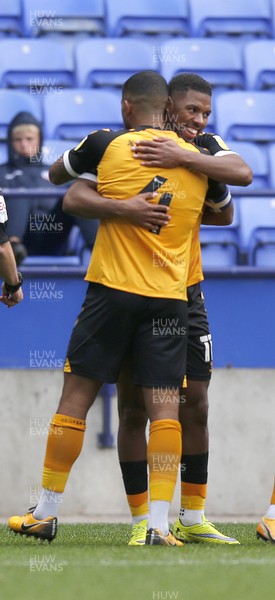260920 - Bolton Wanderers v Newport County - Sky Bet League 2 - Tristan Abrahams of Newport County celebrates scoring the 1st goal of the match with Joss Labadie