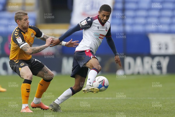 260920 - Bolton Wanderers v Newport County - Sky Bet League 2 - Scot Bennett of Newport County tangles with Brandon Comley of Bolton Wanderers