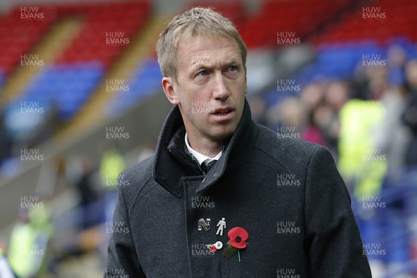 101118 - Bolton Wanderers v Swansea City - Sky Bet Championship - Manager Graham Potter  of Swansea before the start of the match wearing Red Poppy