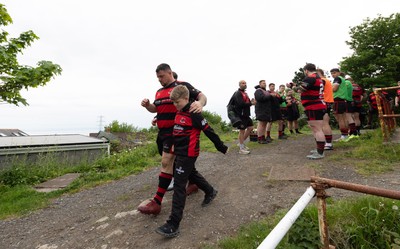 060526 - Bonymaen RFC v Glynneath RFC, National Championship West - Ricky James of Bonymaen leads the team to the pitch on his final game for the club