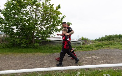 060526 - Bonymaen RFC v Glynneath RFC, National Championship West - Ricky James of Bonymaen leads the team to the pitch on his final game for the club