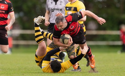 060526 - Bonymaen RFC v Glynneath RFC, National Championship West - Andrew Pritchard of Bonymaen takes on Dylan Francis of Glynneath