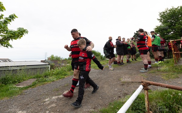 060526 - Bonymaen RFC v Glynneath RFC, National Championship West - Ricky James of Bonymaen leads the team to the pitch on his final game for the club